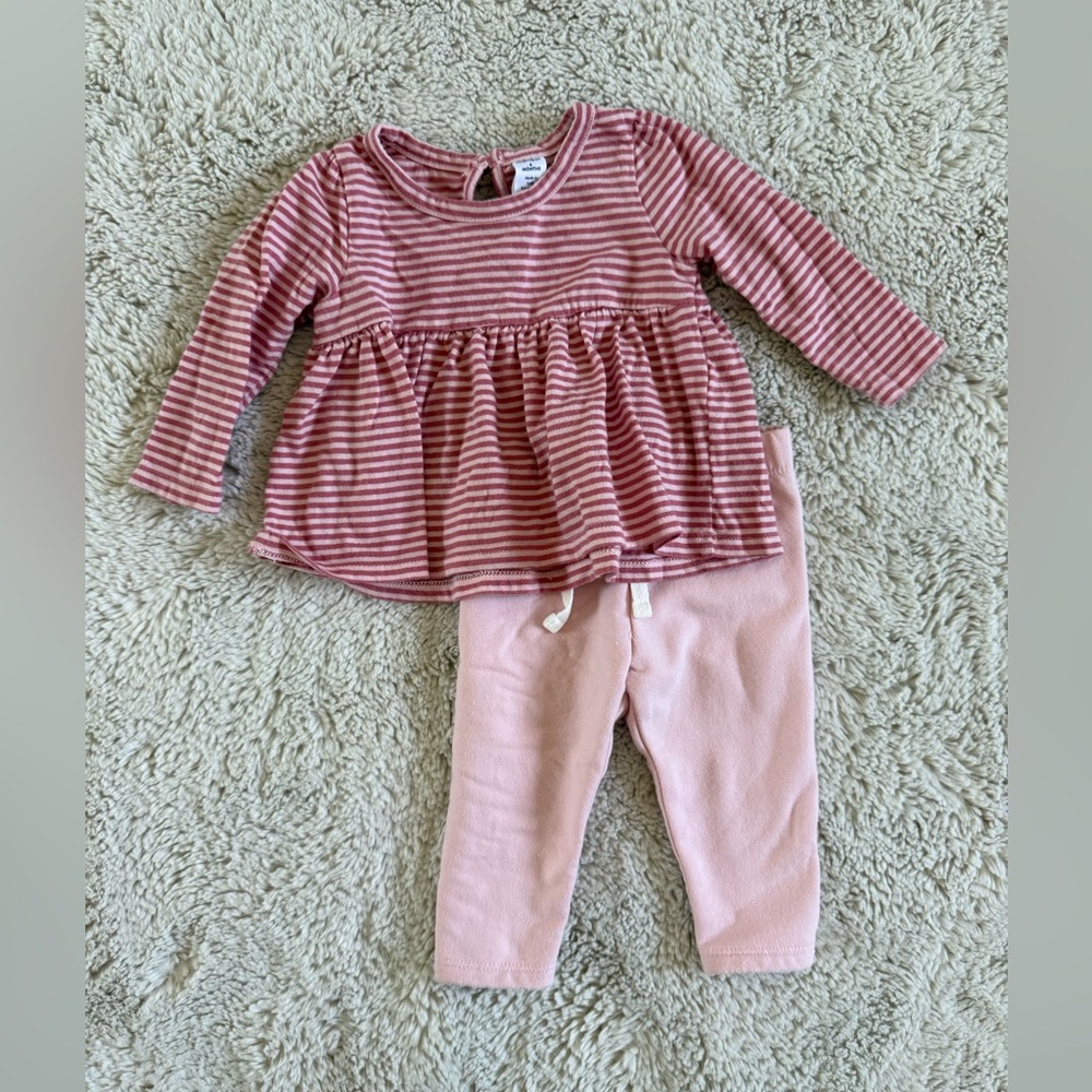 Nordstrom Pink Striped Top/Legging Set - 6 months